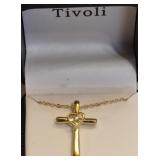Tivoli gold tone necklace w small crystal accent