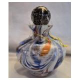 multicolored swirl art glass perfume bottle
