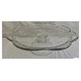 clear pressed glass pedestal cake