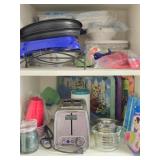 Cabinet Lot of Trays Toaster Eatery Etc