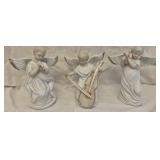 3 vintage white porcelain angel figurines