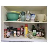 Cabinet of Mason Jars EXPIRED Seasonings Etc