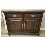 Dark wood marble top server