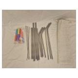 set of reusable stainless steel drinking straws