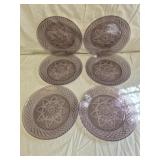 6 Amethyst pressed glass plate