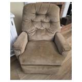 Vtg Tan fabric button tufted armchair