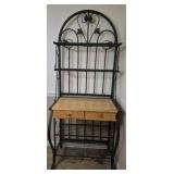 metal and wood bakers rack