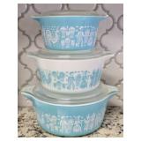 Vintage Turquoise Pyrex Amish Butterprint Bowls