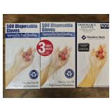 Lot of 3 boxes of 500 gloves