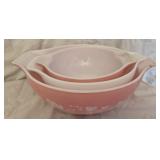 Vtg Pyrex Pink Gooseberry Cinderella Mixing Bowls