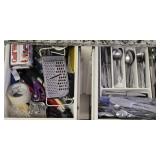 2 Drawers of Kitchen Flatware & Junk Drawer
