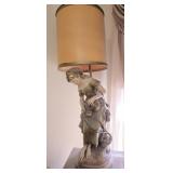 Large Victorian Chalkware Lamp