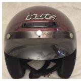 vintage maroon open face motorcycle helmet