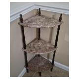 vintage marble three tier corner accent table