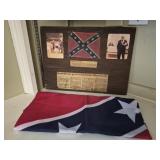 Wooden Confederate display board w flag