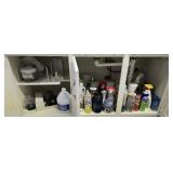 Kitchen Cabinets of Misc Cleaners & More
