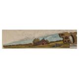 Vtg hand painted folk art on an antique steel saw