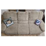 LaZboy beige fabric reclining sofa