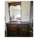 Vintage 6 Drawer Dresser With Mirror