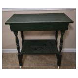 vintage wooden side table on wheels