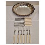 Silverplated Dish & 12 Eugen Haering Flatware