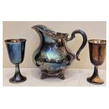 Reed & Barton Regent Silverplated Pitcher & Cups