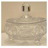 Cut Crystal Star of David Pattern Dish with Lid