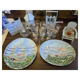14 pc Hand Painted Beach Sailboat Theme Items