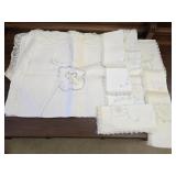 Blue and white tablecloth and napkins