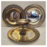 4 pc Silverplated Serving Platters & More