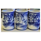 Lot of 3 Ceramic Blue & White Vases
