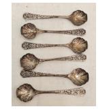 Set of 6 Sterling Silver Salt Spoons 10 grams