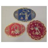 Lot of 3 gold color inlay linens