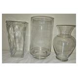 Lot of 3 Glass Decorative Vases