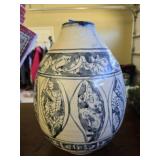 Blue and white heavy ceramic vase
