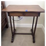 Vintage dark wood spindle leg side table