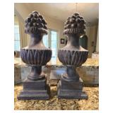 Pair of Heavy Finials with Acanthus Leaf Design
