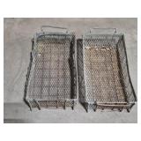 2 rectangular industrial style metal wire baskets