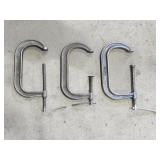 Lot of 3 Forged Steel Heavy Duty C Clamps