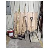 Lot of Shovels Brooms & Misc