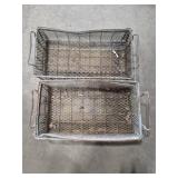 2 Industrial style metal wire baskets
