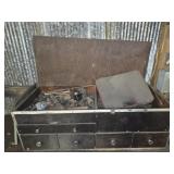 Wood box with miscellaneous hardware