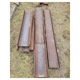 Lot of 7 Industrial Steel L Beams or Wide H Beams