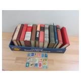 Vintage books and stamps box lot
