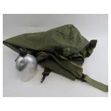 Military Bag and Canteen 1940s Vintage