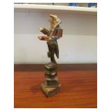 Old Man Wood Reading Books Scuplture Art