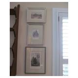 3 Lithographs Prints One Signed 1934