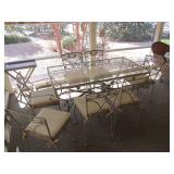 Wrought Iron Glass Patio Dining Table +7 Chairs