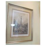 Paris France Fountain Lithograph or Art Print