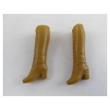 1970s Tan Lace Up Knee High Boots Barbie Clothes